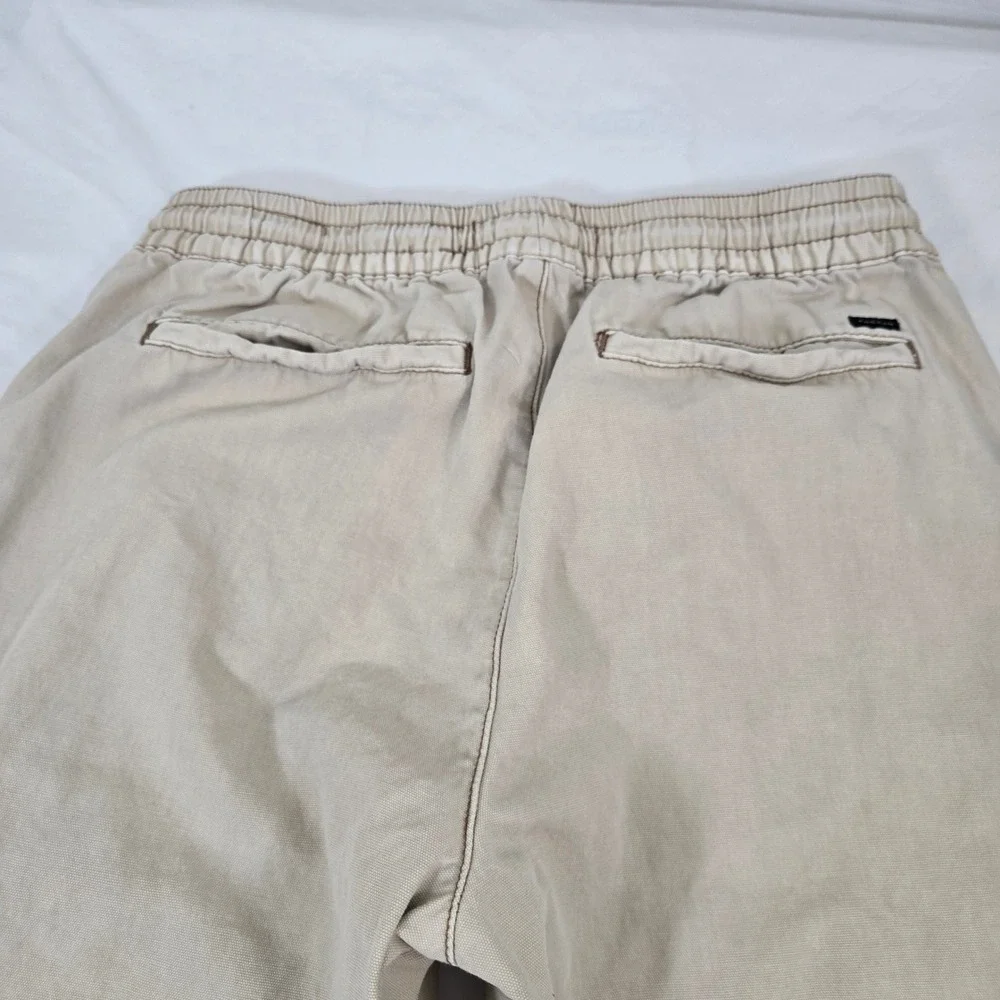 PacSun Mens Medium Baggy Cargo Pants Tan Beige Wide Leg Drawstring Skater Grunge